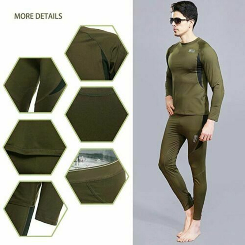 Men Thermal underwear Long Johns Shirt Sweater + fleece Pants and Tops Set