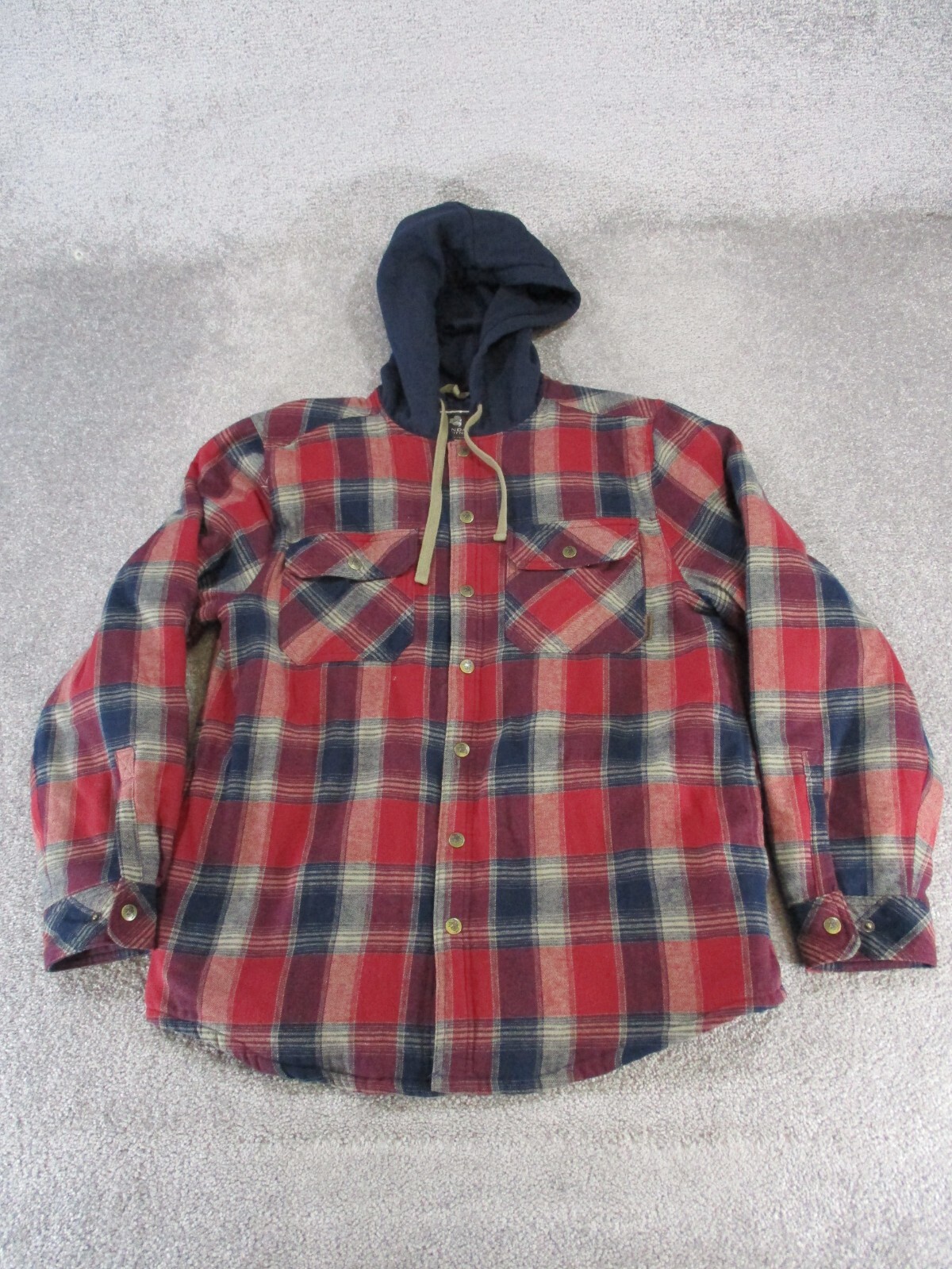 Legendary Outfitters Flannel Jacket Mens Large Red Blue Brown Cotton