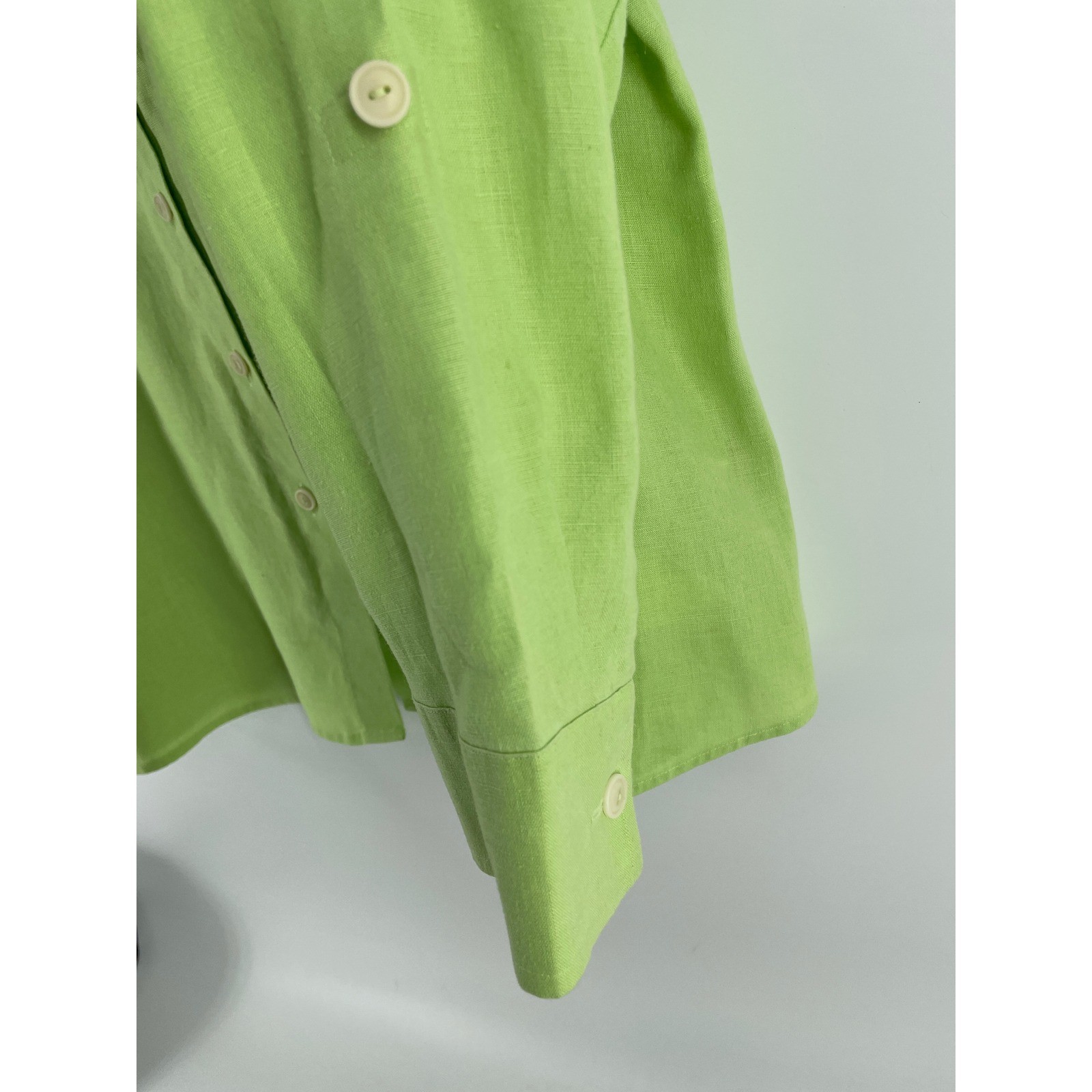 Investments Gold Label Button Front Top Womens 18 Lime Green 100% Hemp Spring