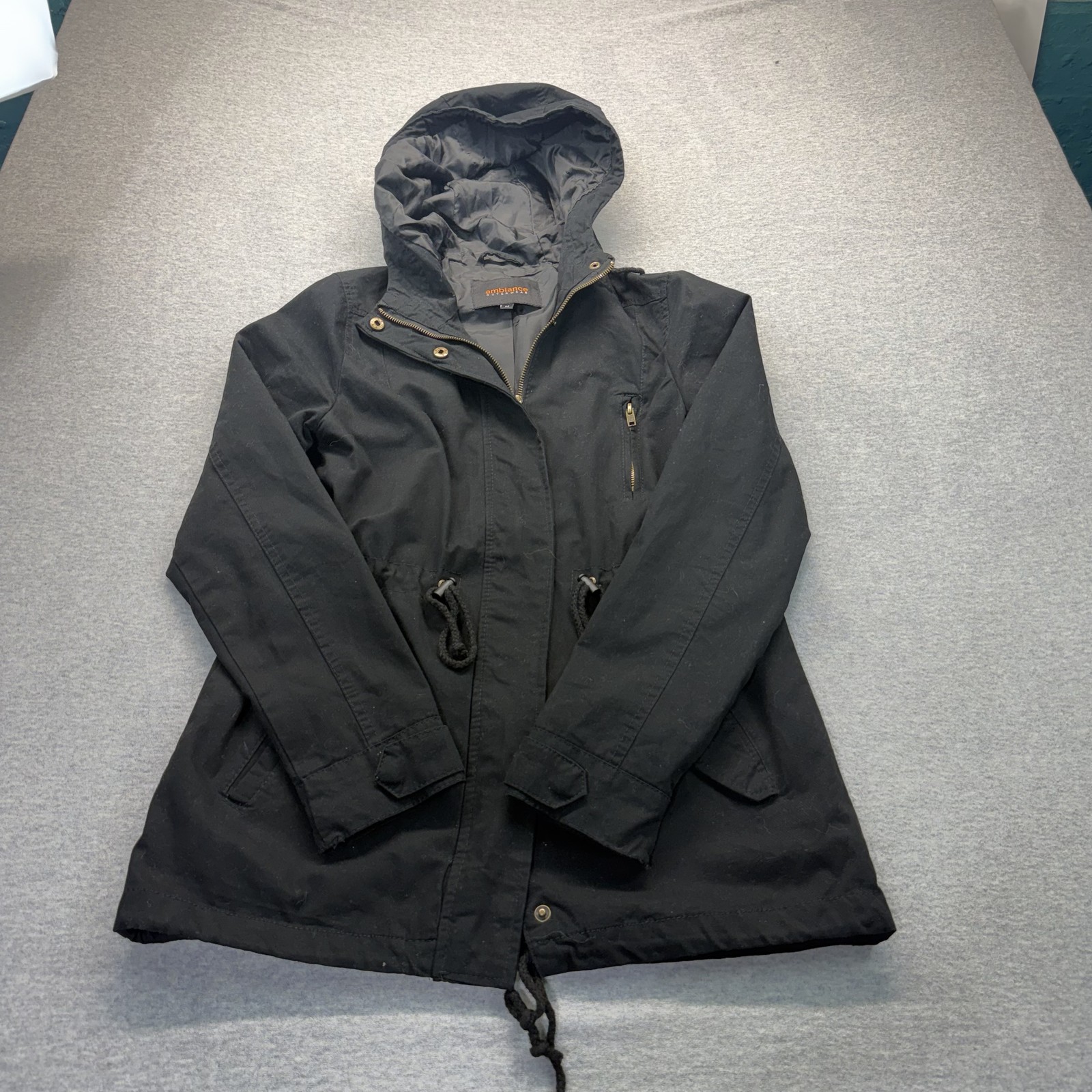 Ambiance Outerwear Black Hooded Utility Jacket M