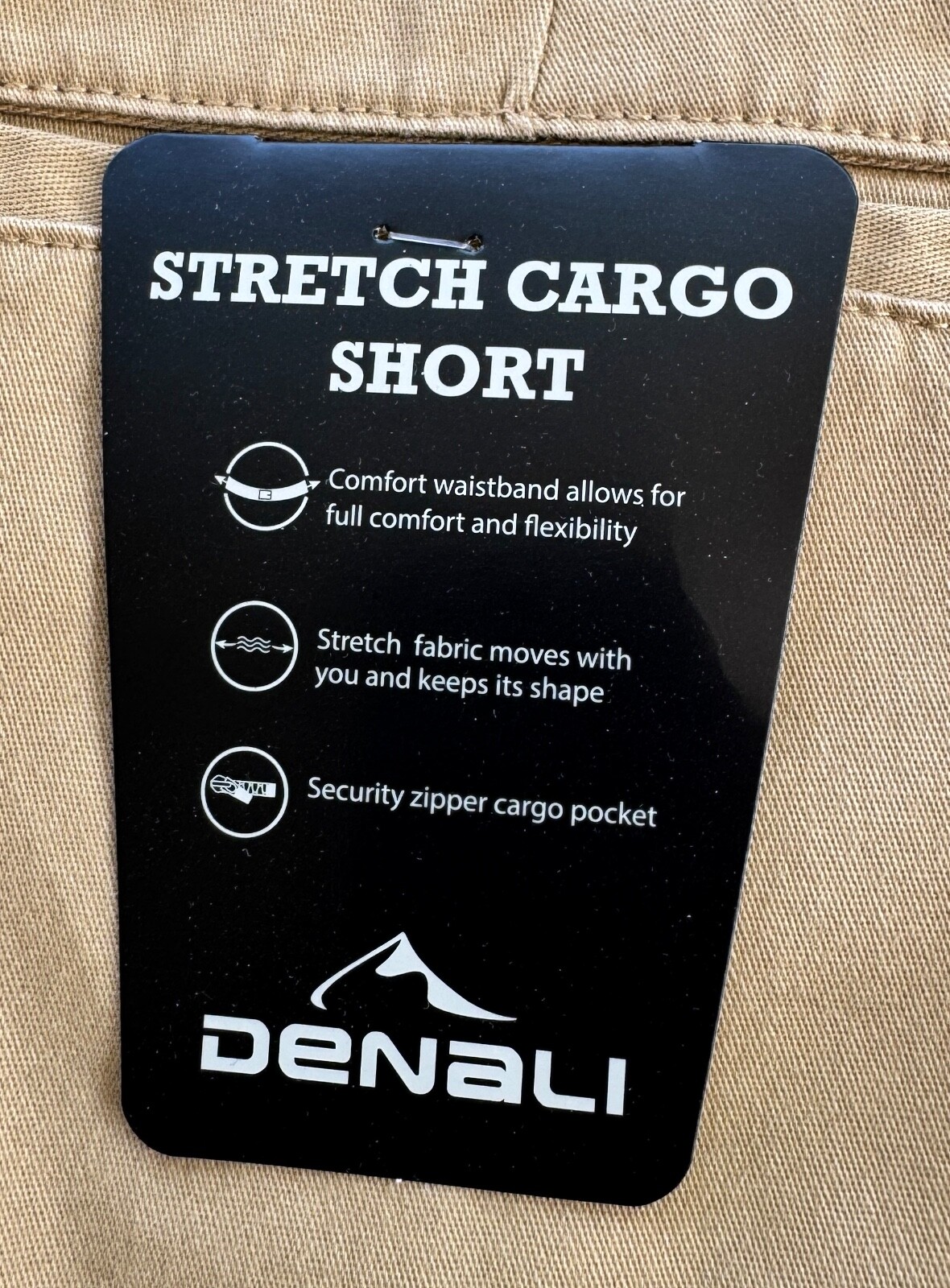 DENALI Men’s Stretch Cargo Shorts (SIZE 34) Flex Waist BOARDWALK TAN New $44 Tag