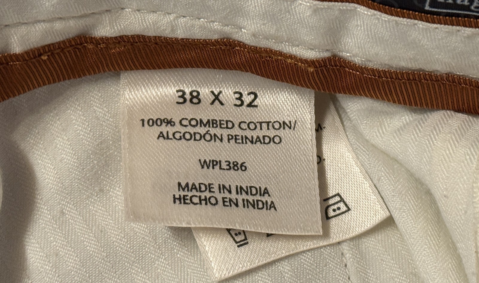 Haggar Men’s Expandable Waist 36 to 38×27.5 L Select No-Iron Khaki Cotton Pants