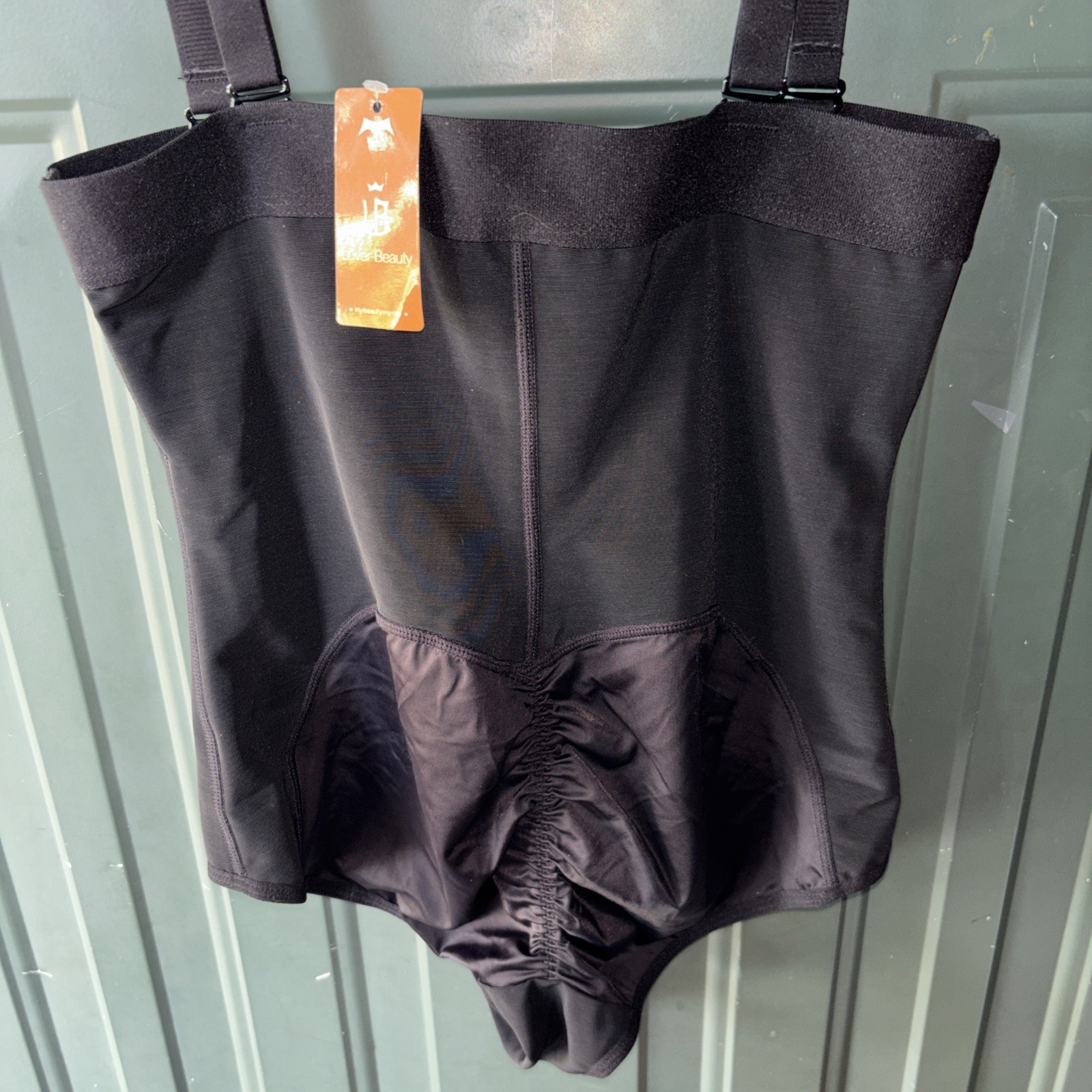 Lover Beauty High Waist Body Shaper BLACK size LARGE Front Hooks & Zipper Crotch