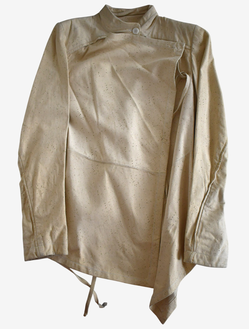 ANN DEMEULEMEESTER Cream PERFORATED LEATHER Women’s Jacket 36 FRANCE