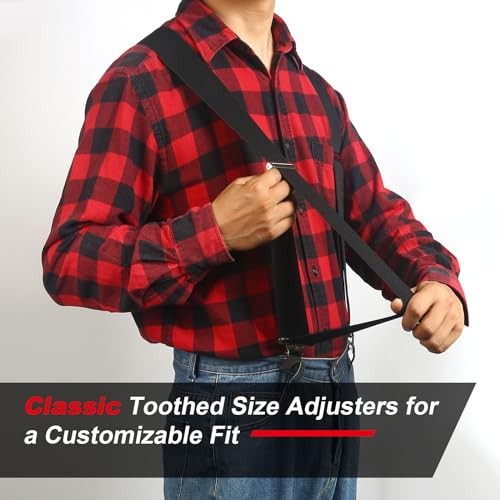 Ultrashang CLASSIC Mens Heavy-Duty Suspender: 2-Inch Wide, Sturdy Clips, Black