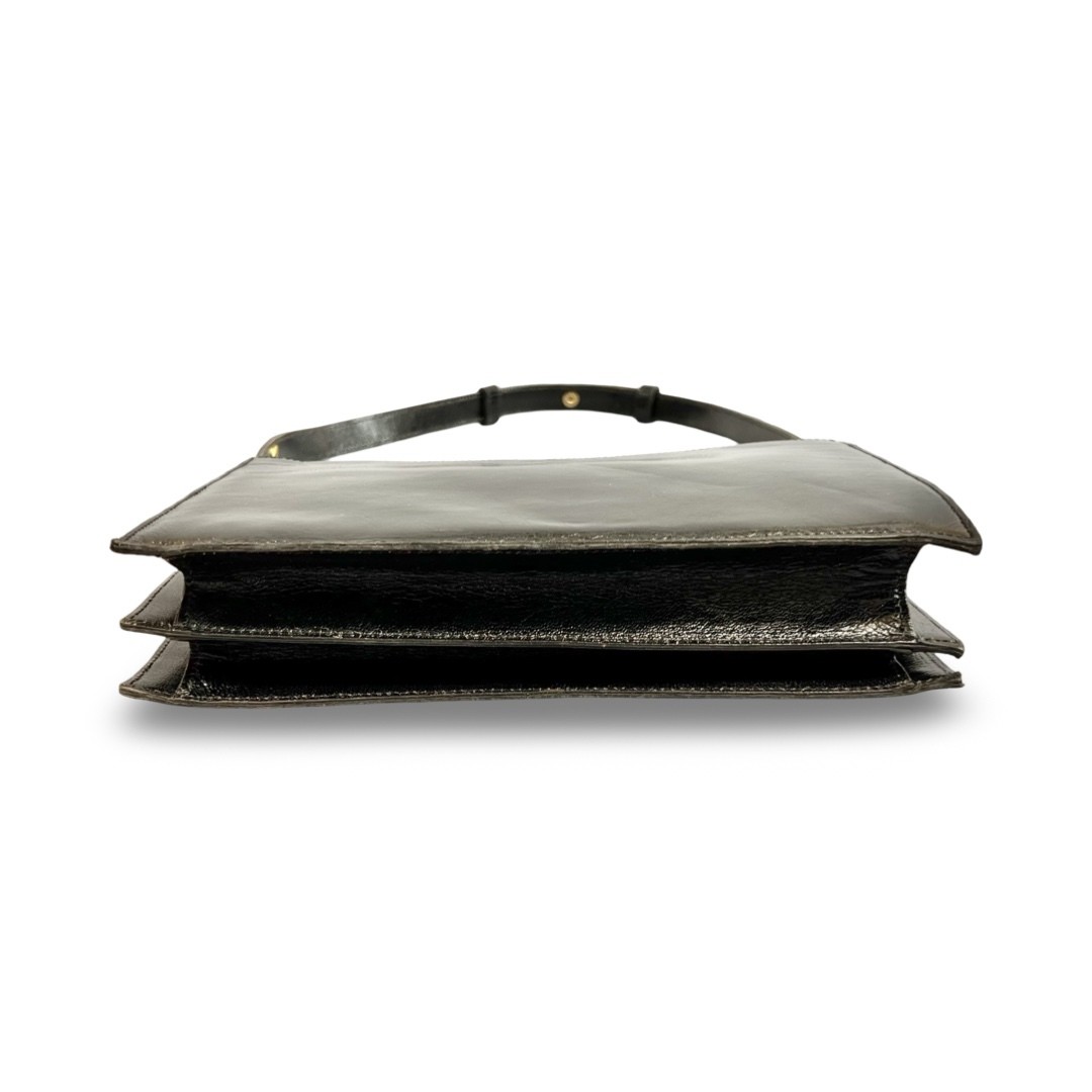 Yves Saint Laurent Embossed Leather 2Way ShoulderBag Black W:9.8 H:7.5 D:2.8 in.