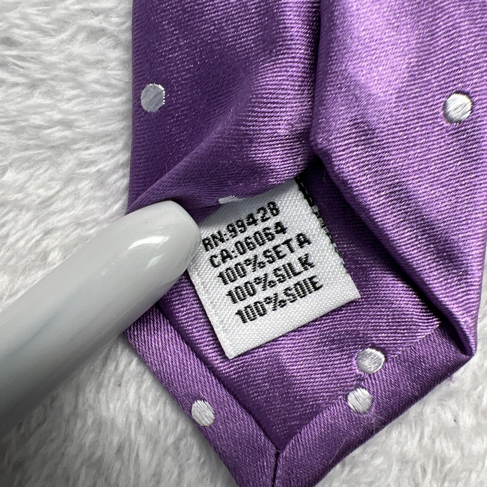 Bugatchi Lavendar Silver Stripe Mens Necktie 3.25×59” 100% Silk Made In Italy