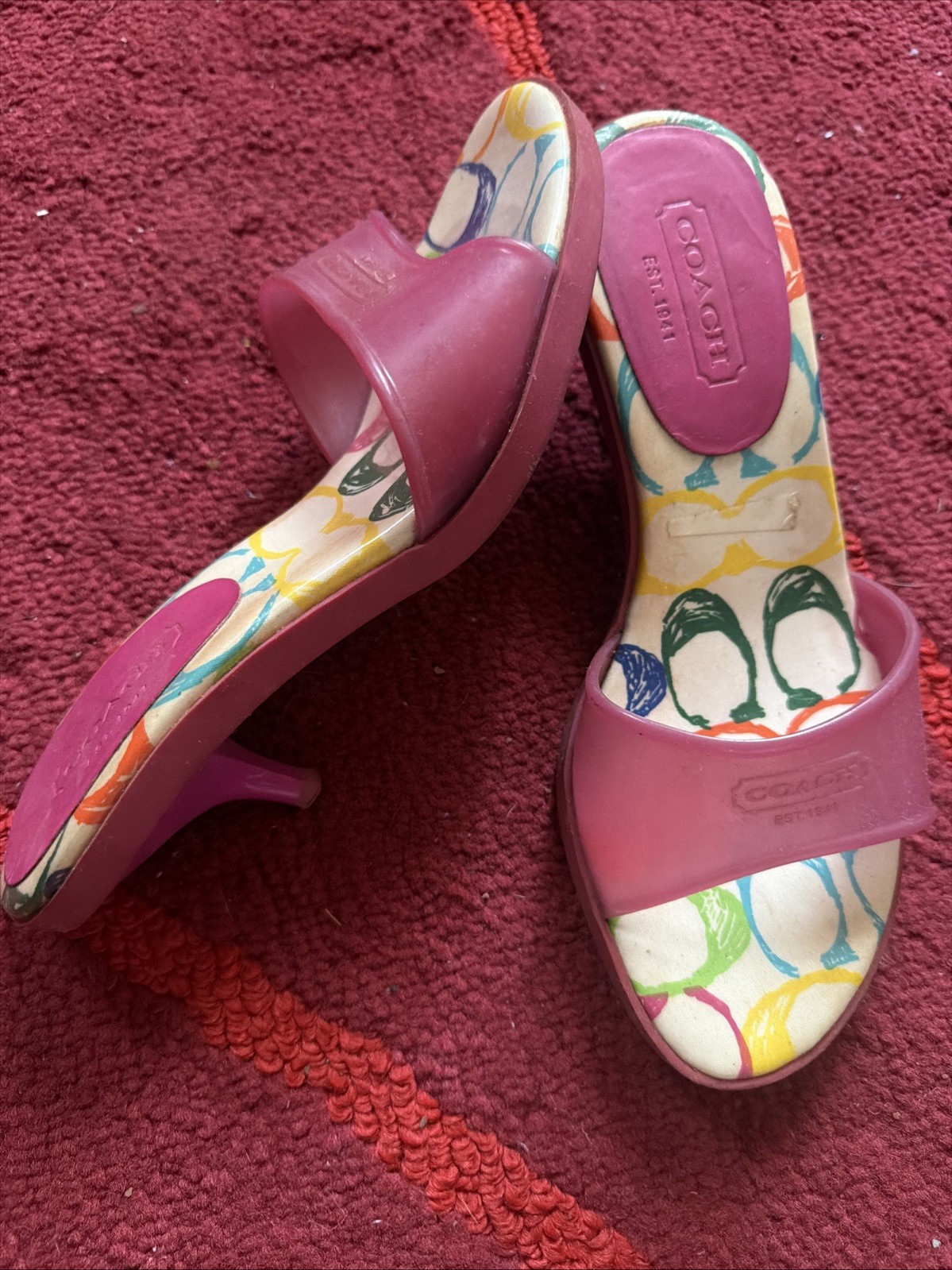 Vintage Coach Signature Jelly Kitten Heel Slides 5.5