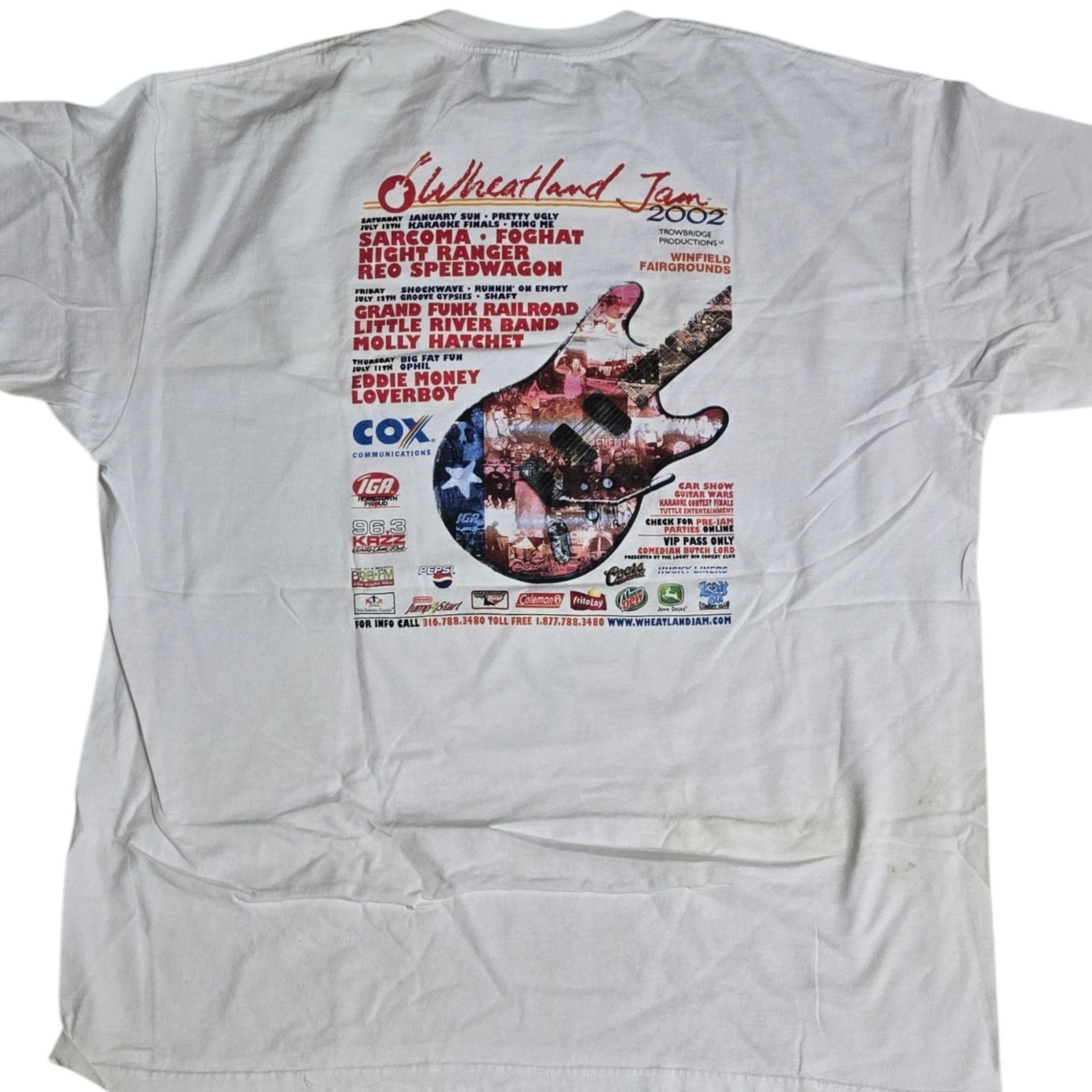 Wheatland Jam 2002 Graphic T Shirt White 2X Winfield KS Music Festival Vintage