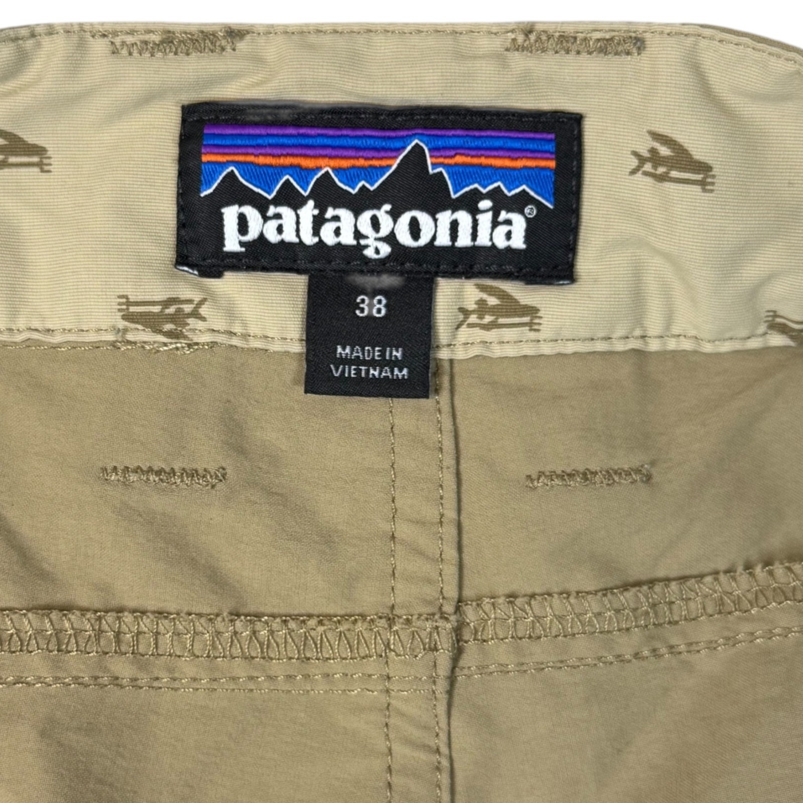 Patagonia MOC Hybird Cargo Board Shorts Mens Sz 38 Tan Quick Dry 4 Way Stretch