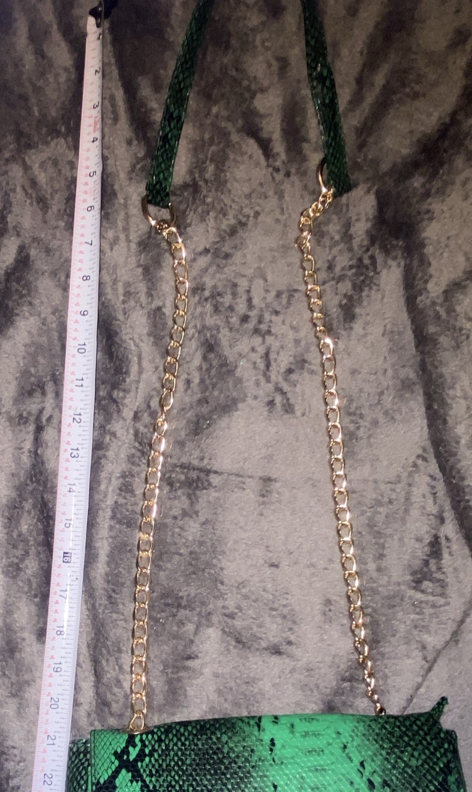Charming Charlie Green/Black Snake Animal Print Shoulder Bag Gold Chain