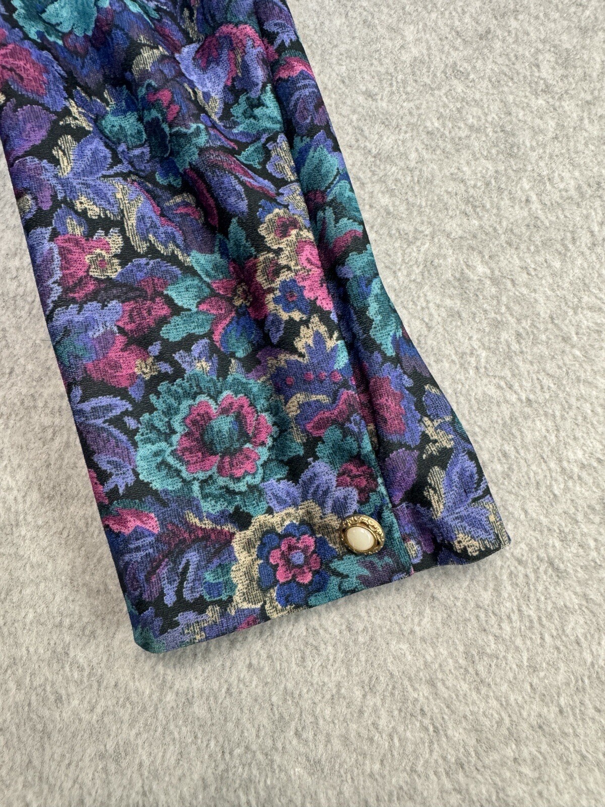 VTG 80s California Looks Floral Jacquard Belted Midi Dress Sz 10 Made USA Purple