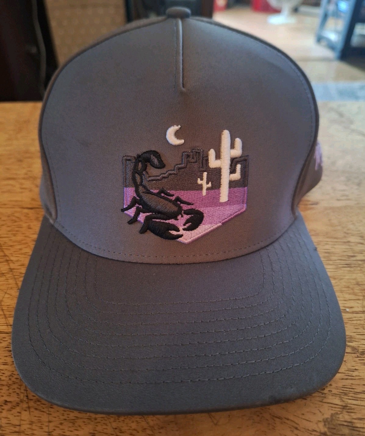 Waggle Golf Black Scorpion SnapBack Cap/Hat. Grey Moon & Cactus Performance Cap.