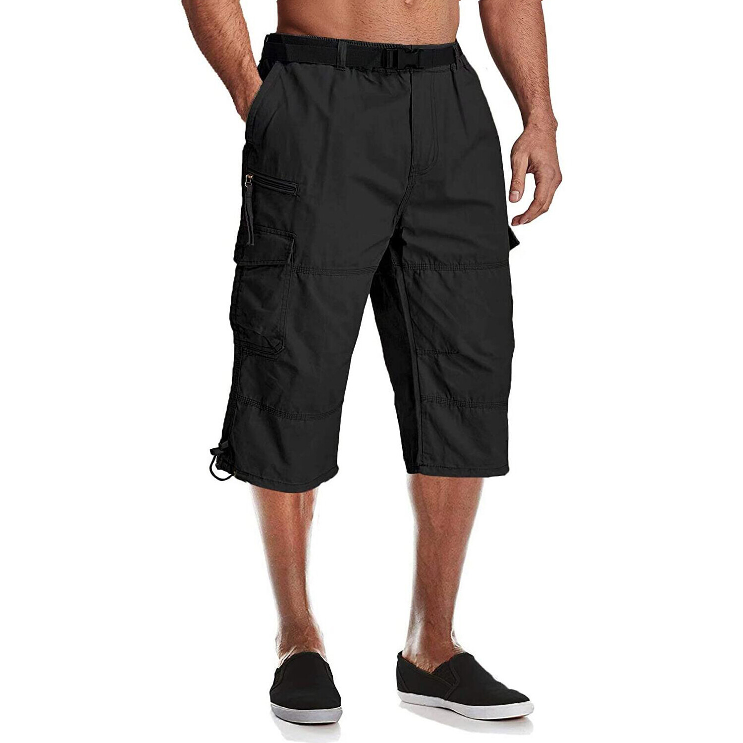 Mens Cotton Twill 3/4 Length Pants Casual Chino Cargo Work Outdoor Hiking Shorts