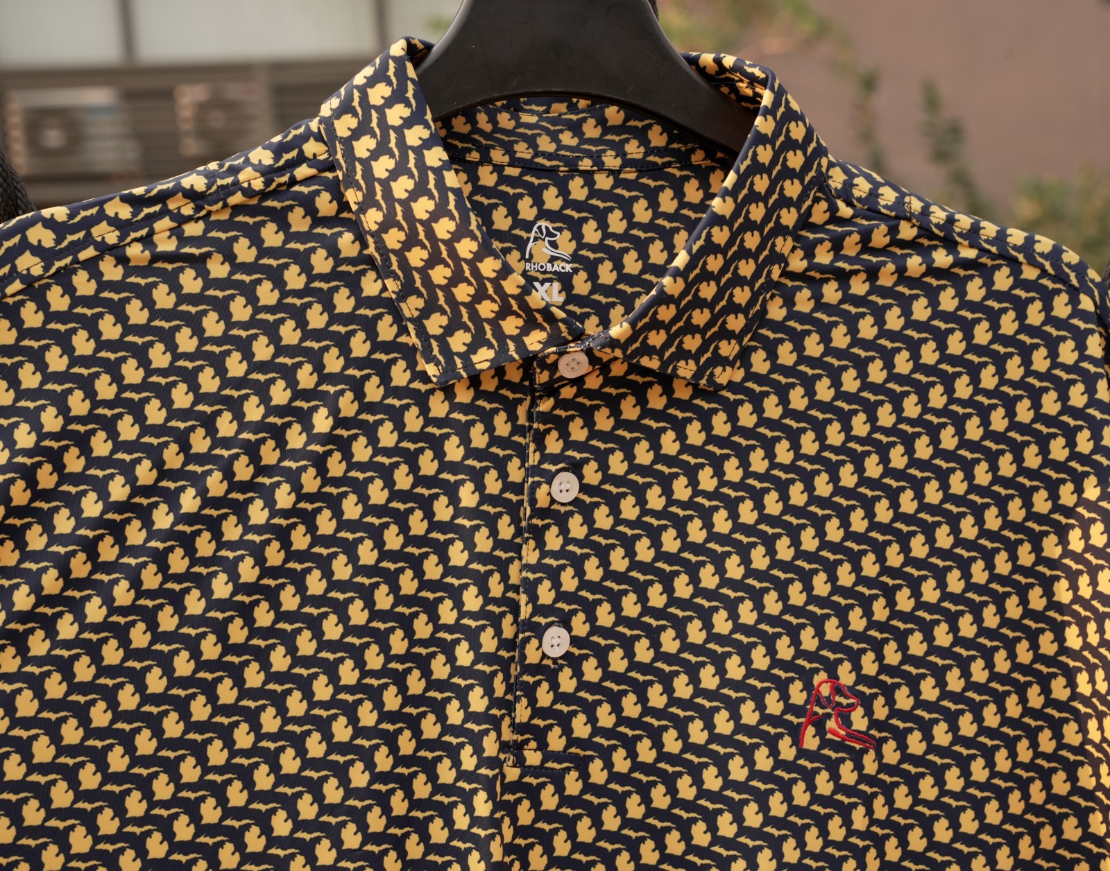 🧤 Rhoback The Mitten Polo Unique Michigan State Print Performance Golf Shirt