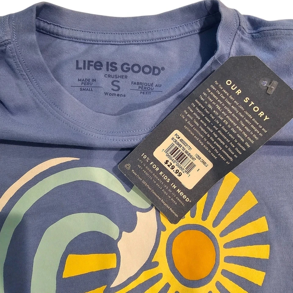 NWT-Life Is Good Blue Heart Ocean Graphic Short Sleeve Tee T-shirt-Choose Size!