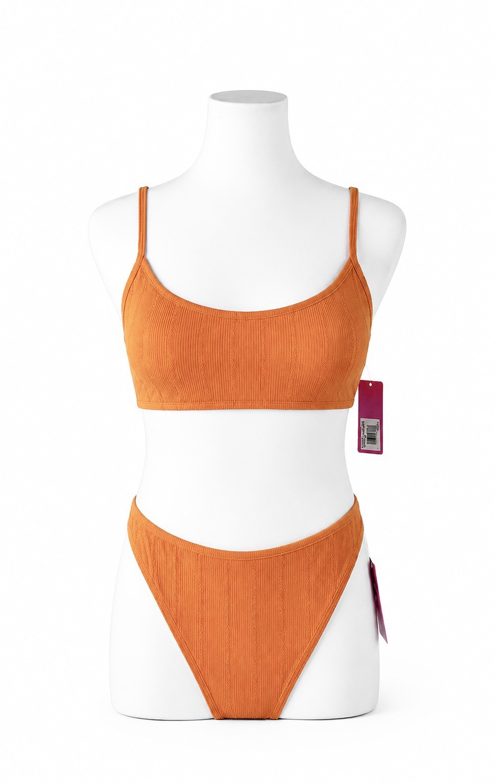 Juniors’ Ninety-Nine° Nectarine Orange Crinkle Bralette Bikini XXL (21/22) NWT