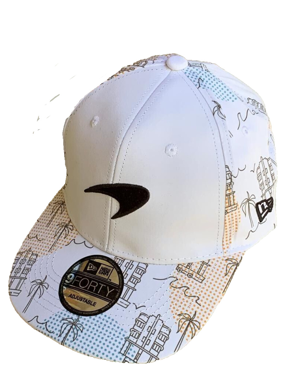 McLaren Racing Formula 1 Team 2024 Miami Race White Cityscape Cap. Replica.