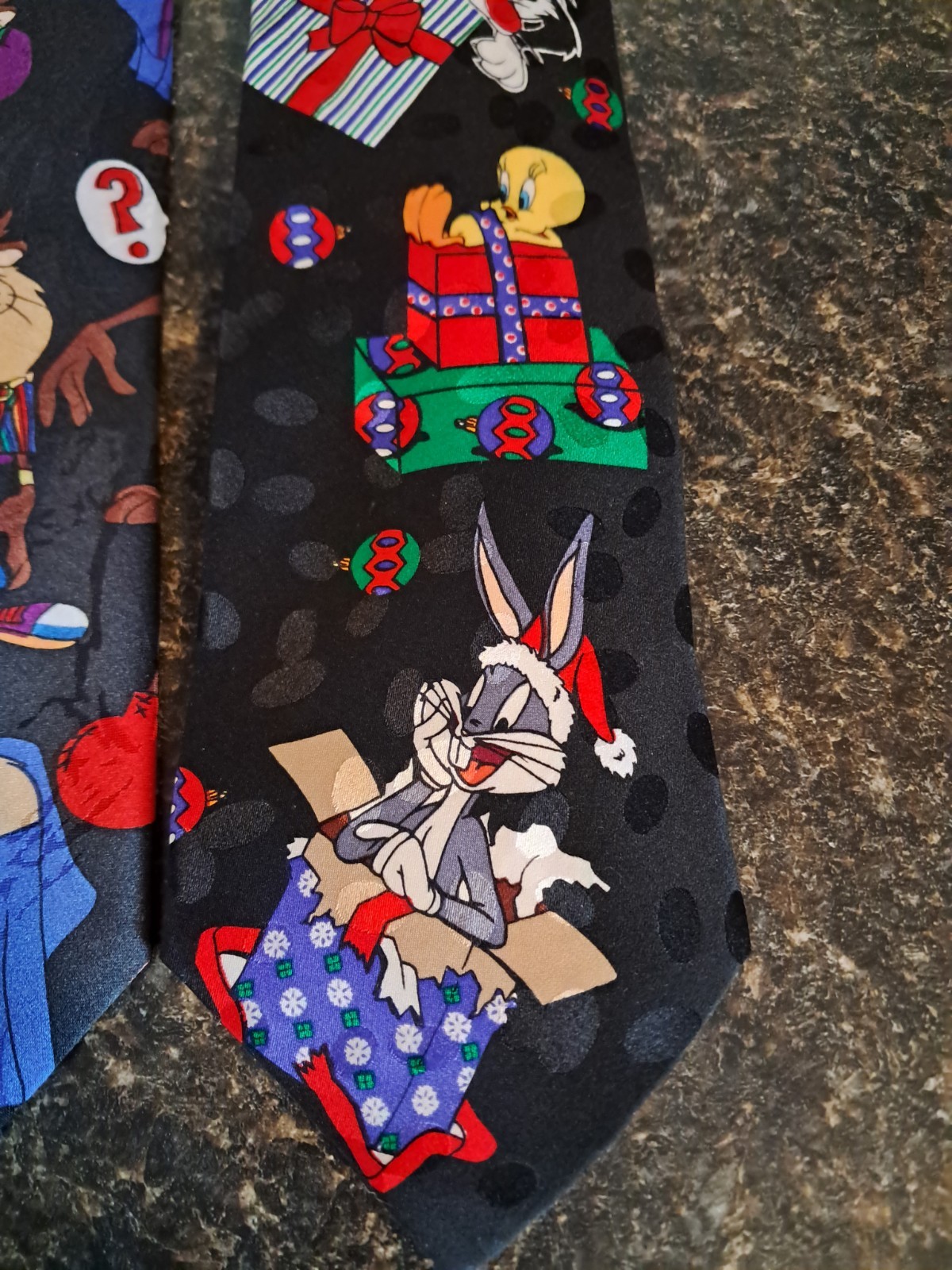 Vntg 1990s Looney Tunes Ties Lot Of 3- 2 Christmas Silk & 1 Any Season Polyester