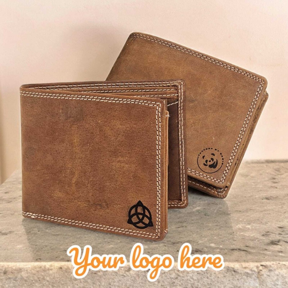 Personalised Custom Engraved RFID Blocking Mens Distressed Hunter leather Wallet
