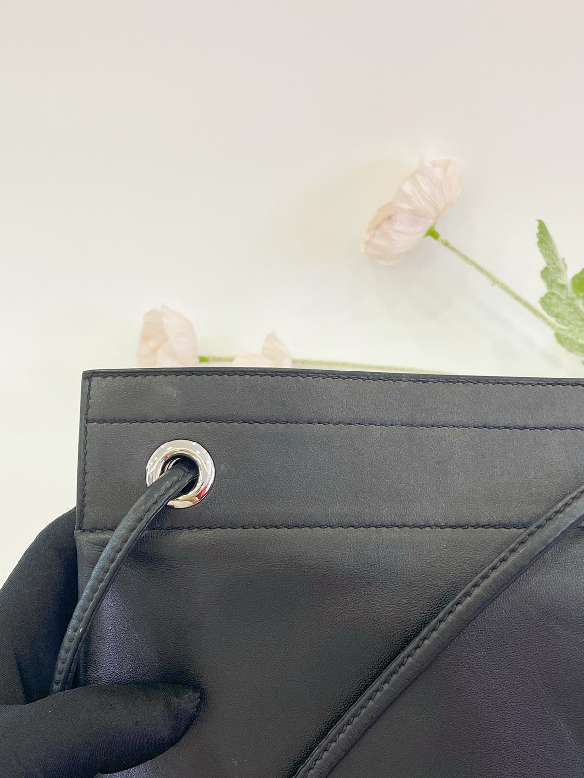 Hermes PHW Aline Shoulder Bag Leather Noir