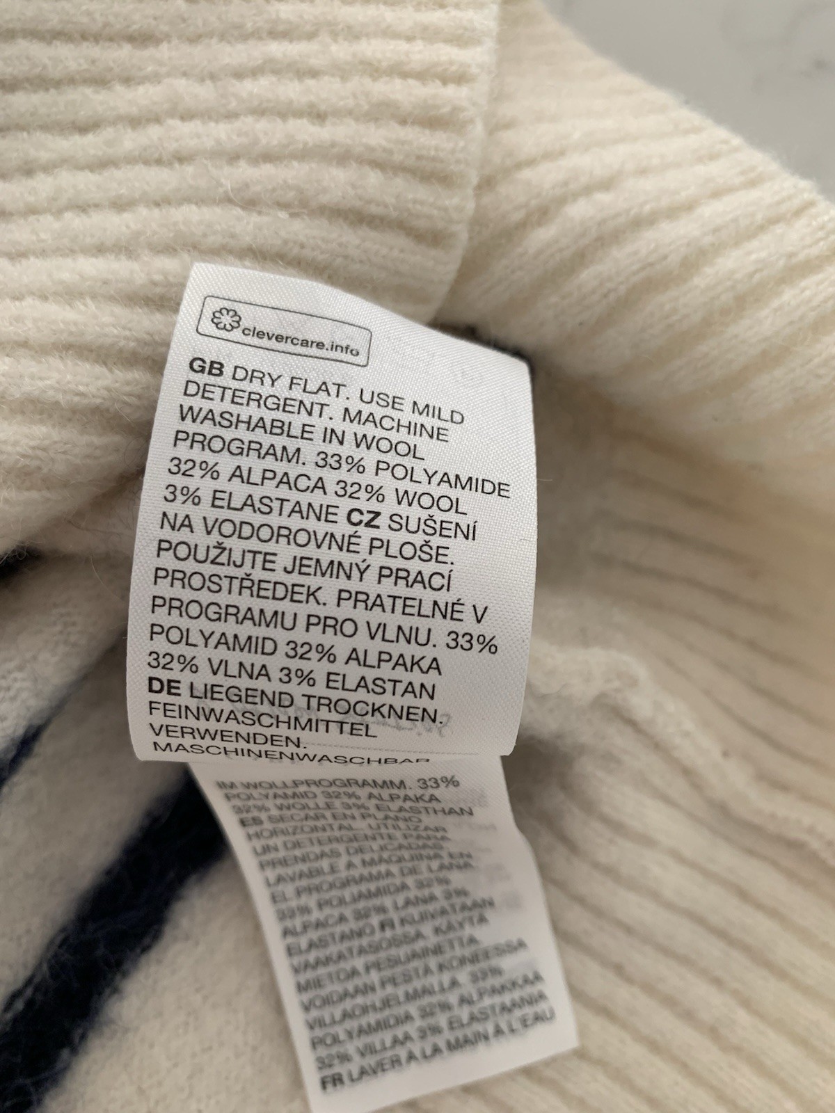 & Other Stories Paris Atelier Striped Alpaca Blend Jumper Cream & Navy Size S