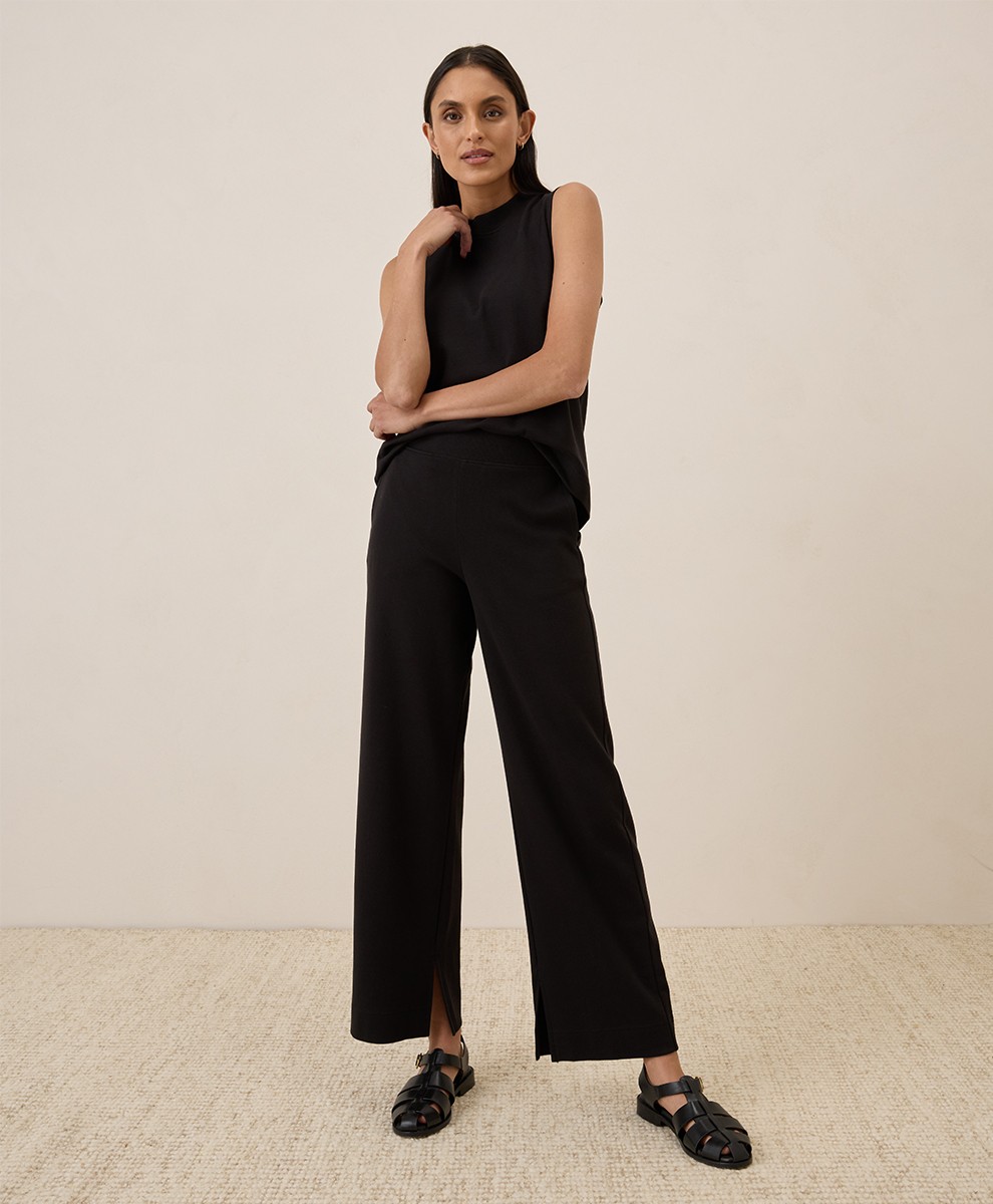 Pact Women’s Airplane Wide Leg Pant Large Black 26″ Inseam Comfortable Bottoms