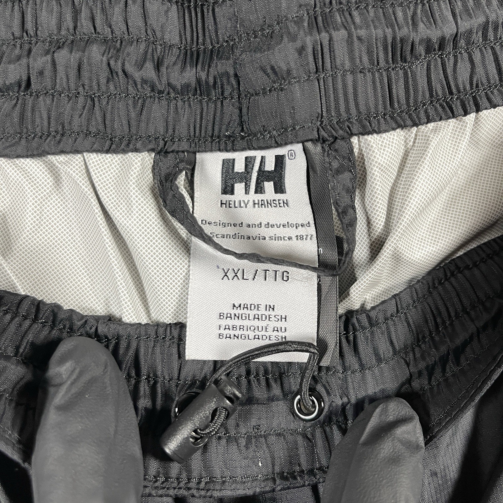 Helly Hansen Black Rain Pants 100% Polyamide Ankle Zip Strap Mens Size 2XL #1646