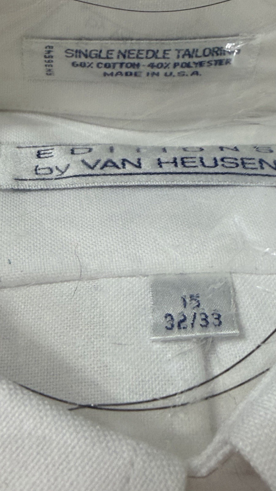 Editions Van Heusen White Long Sleeve Men Button Down Dress Shirt Large 15-32/33