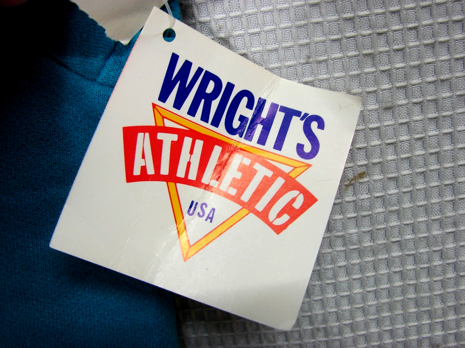 Vtg NOS Wrights Athletic Sleeveless Muscle Gym Sweatshirt Teal Blue Mens Large