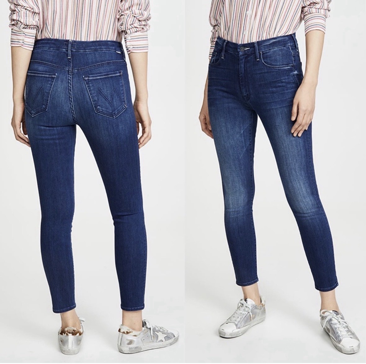 Mother Blue Jeans High Waisted Looker Ankle in The Road to Paradise Size 27