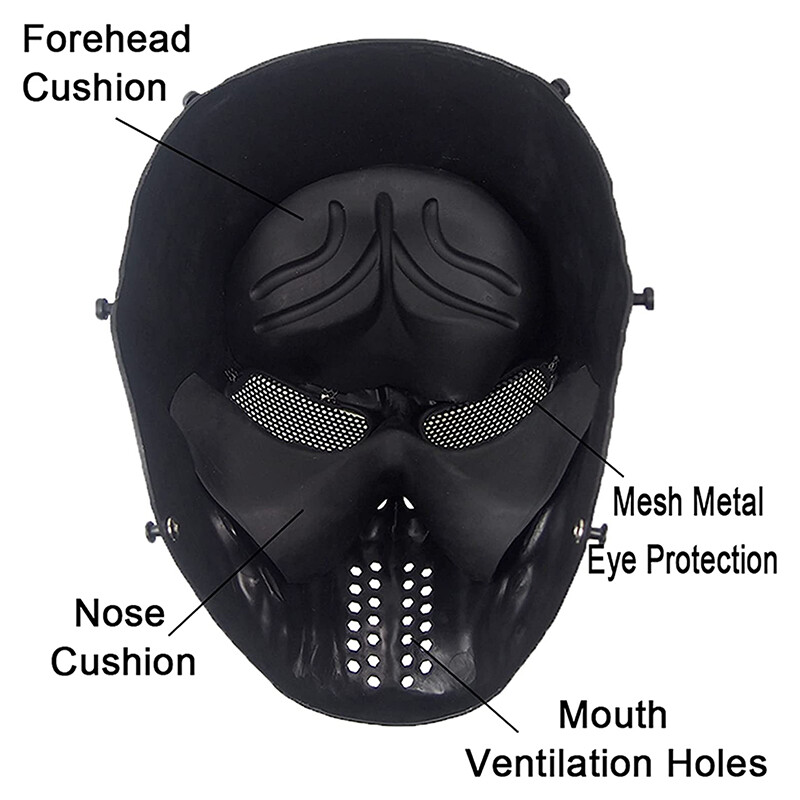 Halloween Full Face Mask Skull Masks with Metal Mesh for Cosplay Costume Party