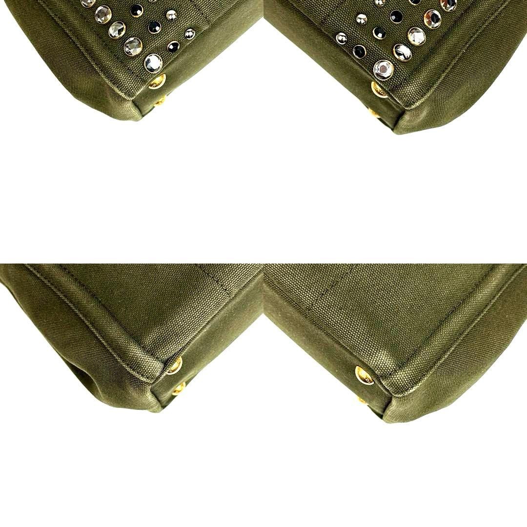 Prada Canapa Denim Crossbody Bag Khaki Green Vintage Authentic 2WAY Tote
