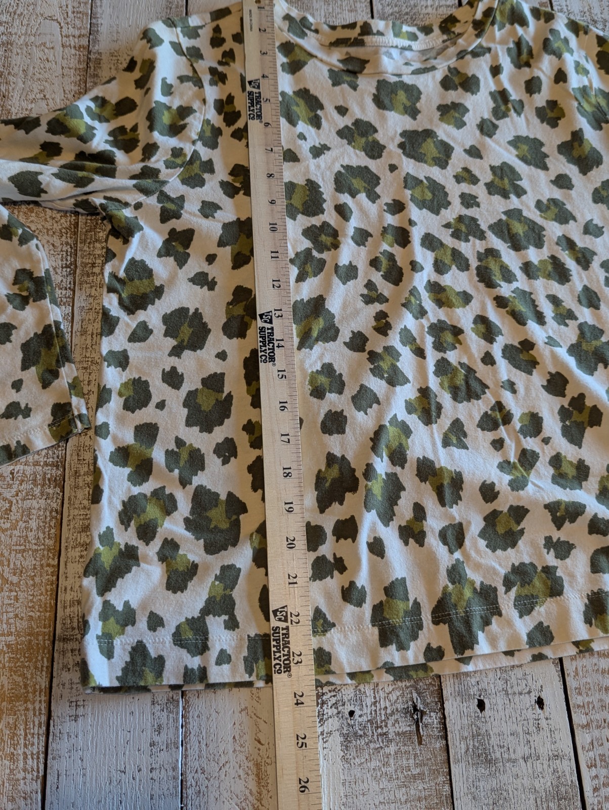 LOFT Green White Leopard Print Crew Neck Long Sleeve Cotton T-Shirt Women’s XL