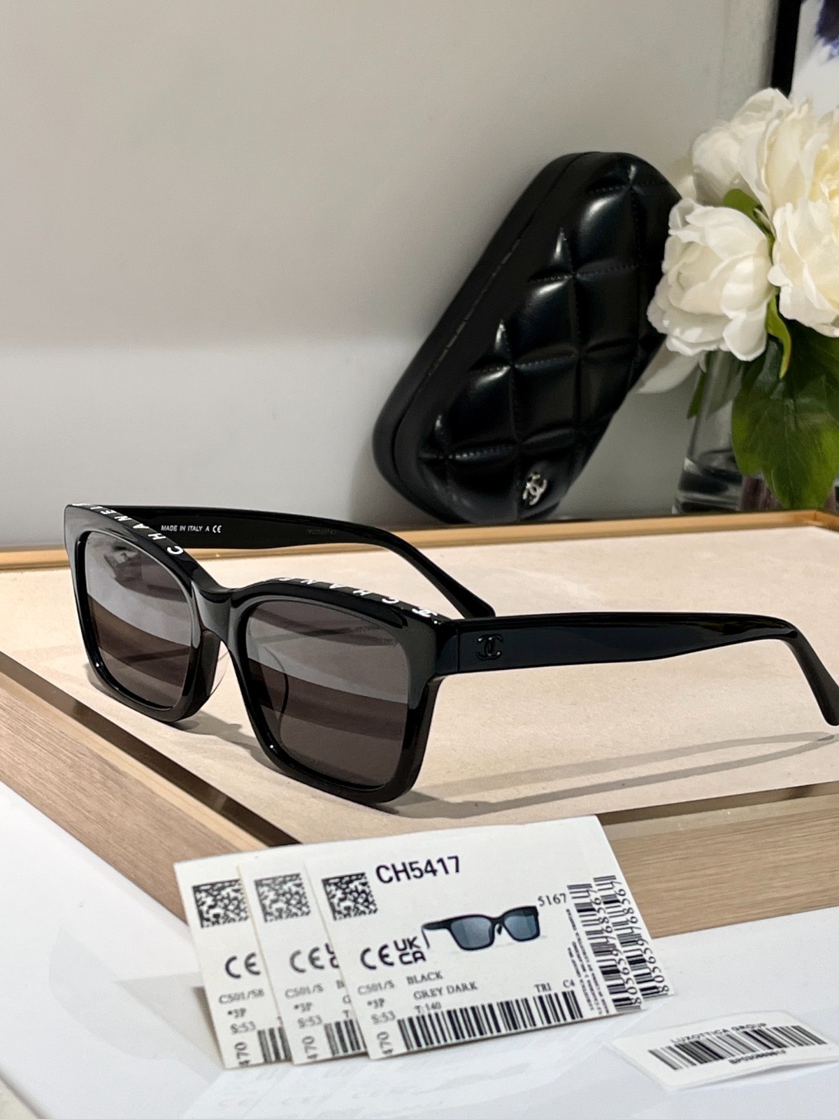 CHANEL CH5417 C501/S8 Polarized Square Sunglasses Black Gray Gradient