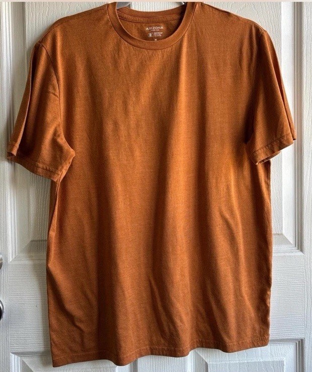 🪴Arizona Jean Co Brown Solid Crew Neck Short Sleeve Knit Cotton Blend T-Shirt M