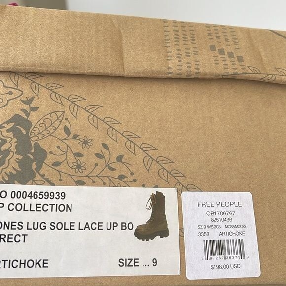 Free People Jones Leather Combat Boots Artichoke Green Women’s Size 9M NIB Chunk