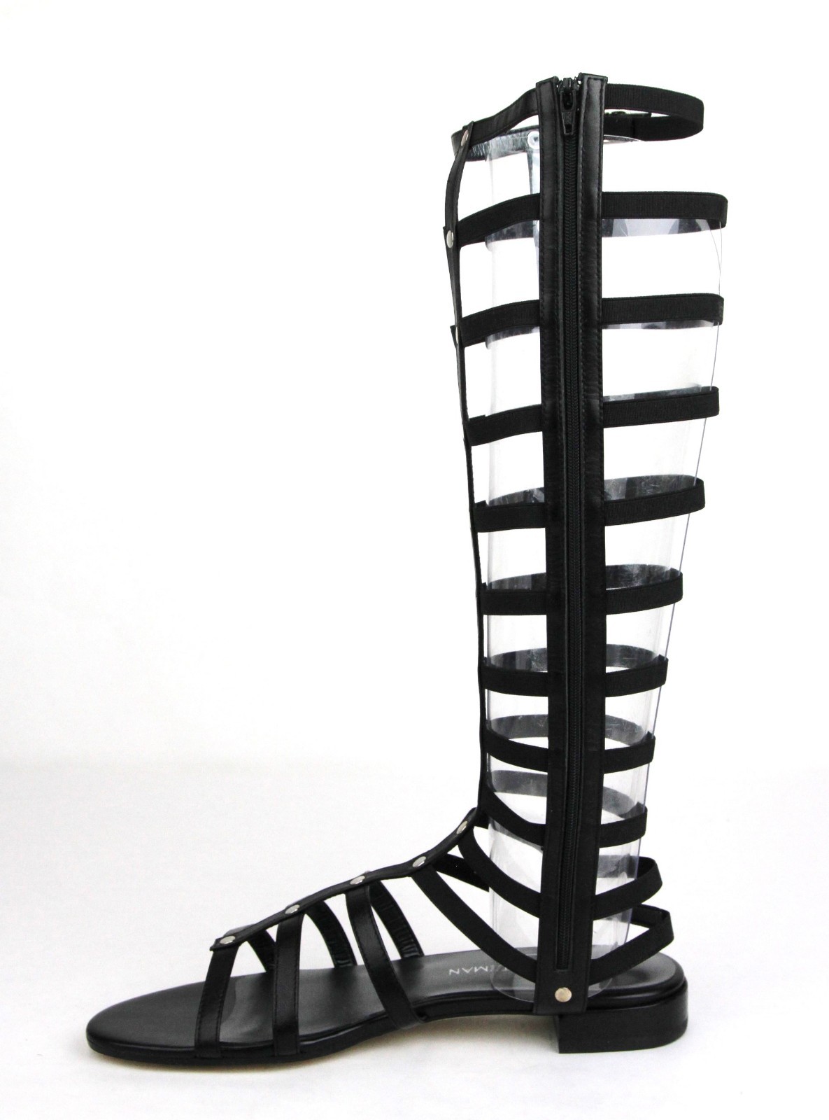 $525 New Stuart Weitzman Black Nappa Leather Elastic Stretch Gladiator Boots