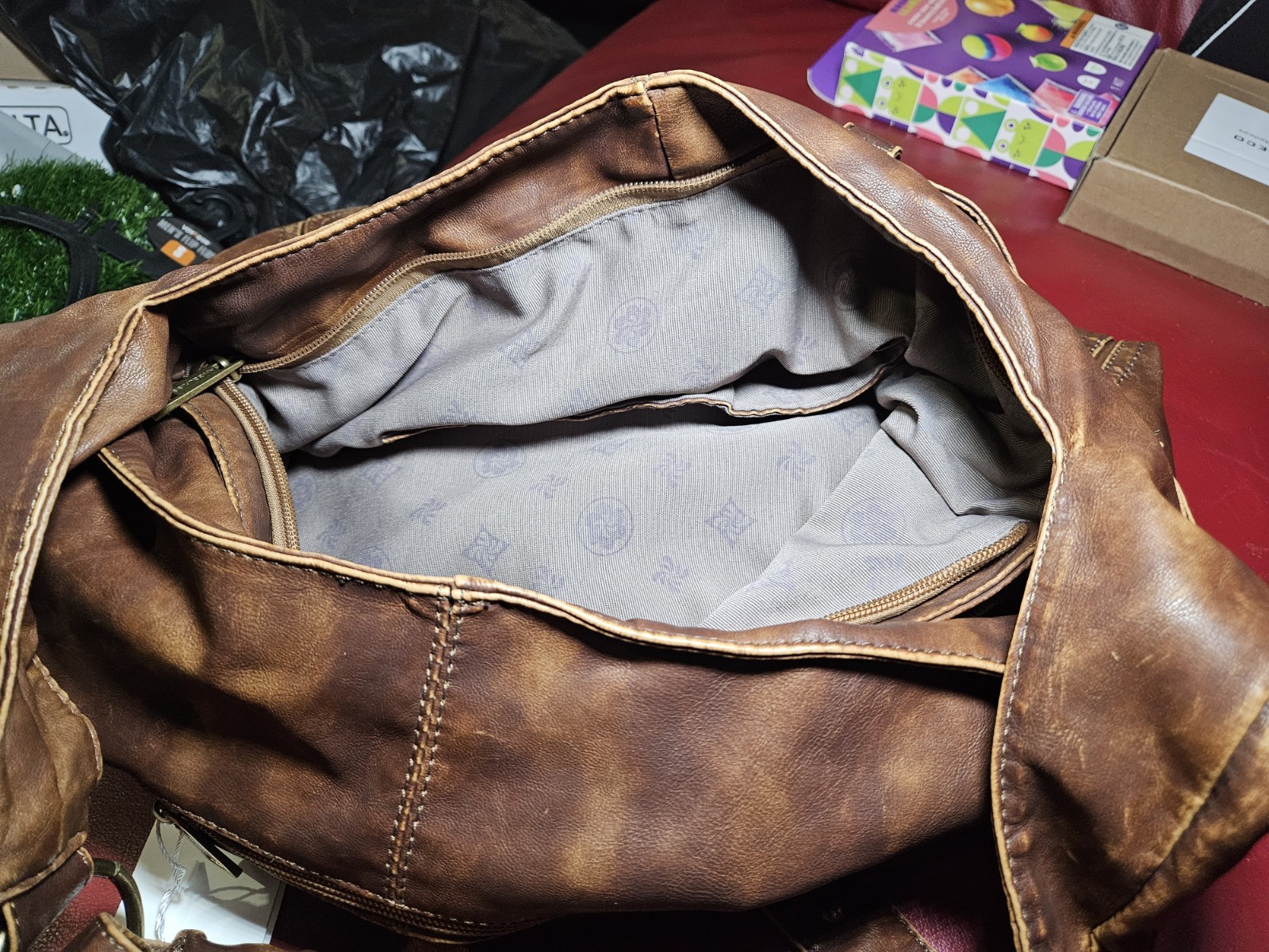 Angel Kiss Purse for Women Soft PU Vegan Leather Hobo Shoulder Bag BROWN New
