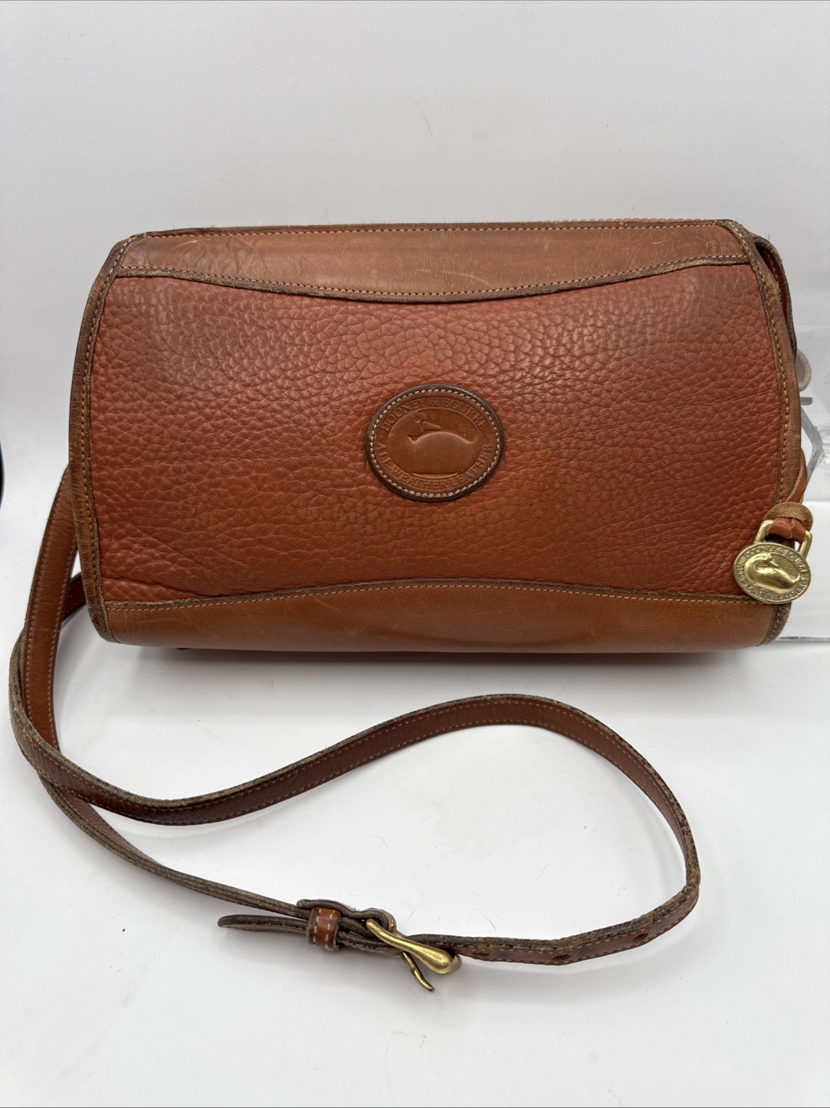 Vintage Dooney & Bourke Brown Pebbled Leather Shoulder Crossbody Purse Bag