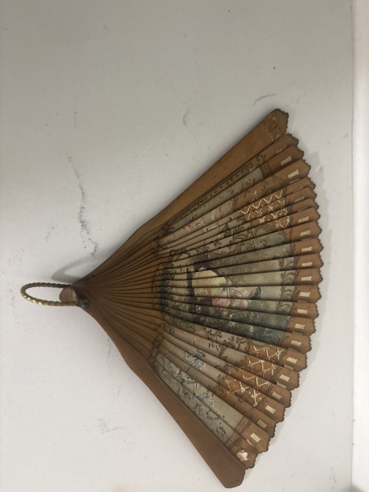 Antique European style folding hand fan late 19th to early 20th century