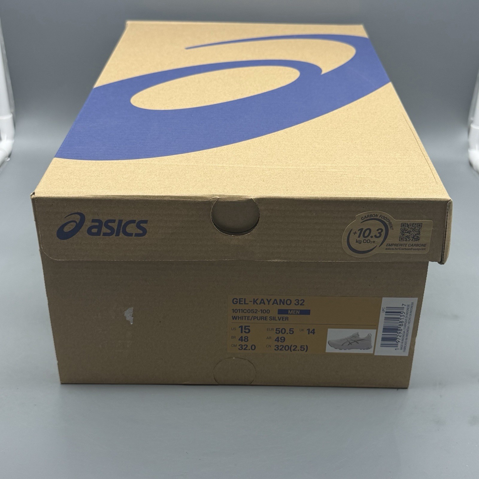 Asics Gel Kayano 32 Mens 15 D Running Shoes Gym Training White Pure Silver NWB!