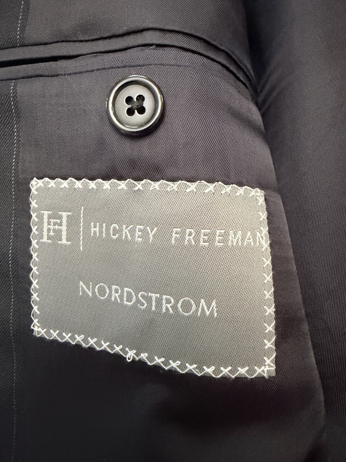 Hickey Freeman Loro Piana Men’s Madison Navy Pinstripe Sportcoat Wool Size 48L