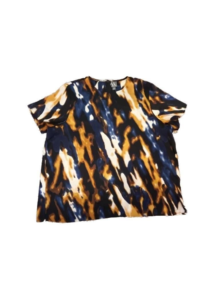 Worthington Abstract Brushstroke Print Short Sleeve Top