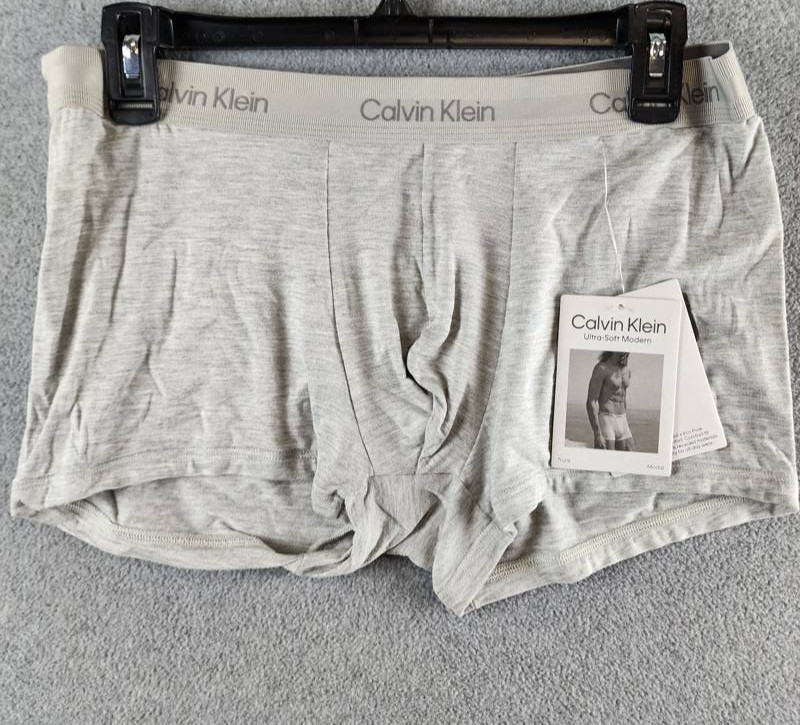 Calvin Klein Ultra Soft Modal Trunk Men’s Large Gray Heather Logo Waistband