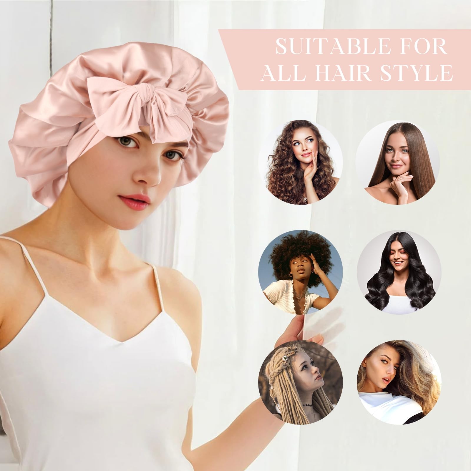 Silk Bonnet for Sleeping Women Double Layer Satin Bonnet Hair Bonet with Elastic