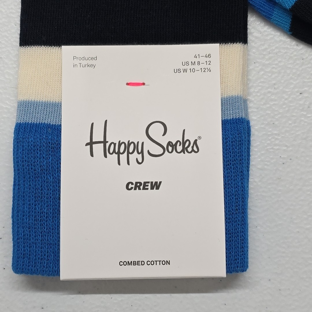 Happy Socks Men’s Size 8-12 Women’s 10-12.5 Striped Crew Socks New With Tags