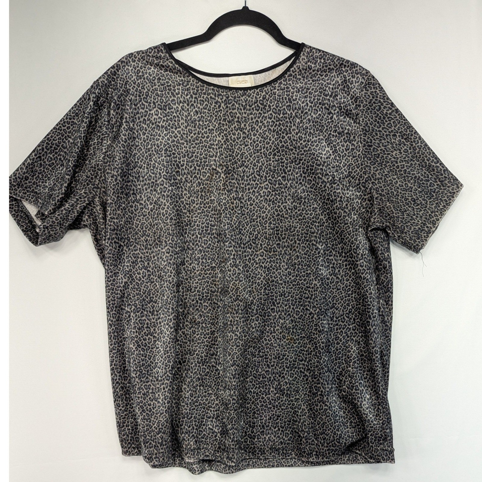 Bentley Plus Womens T Shirt Cheetah Print Short Sleeve Crew Neck Top XL