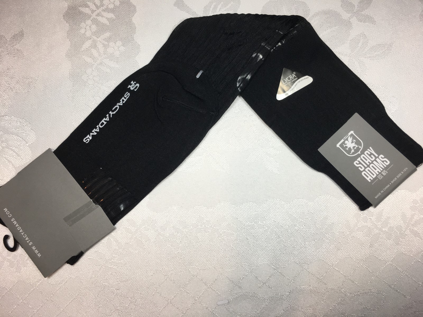 NEW ONE PAIRS STACY ADAMS OVER THE CALF SLICk SILKY RIBBED MEN’S DRESS SOCKS