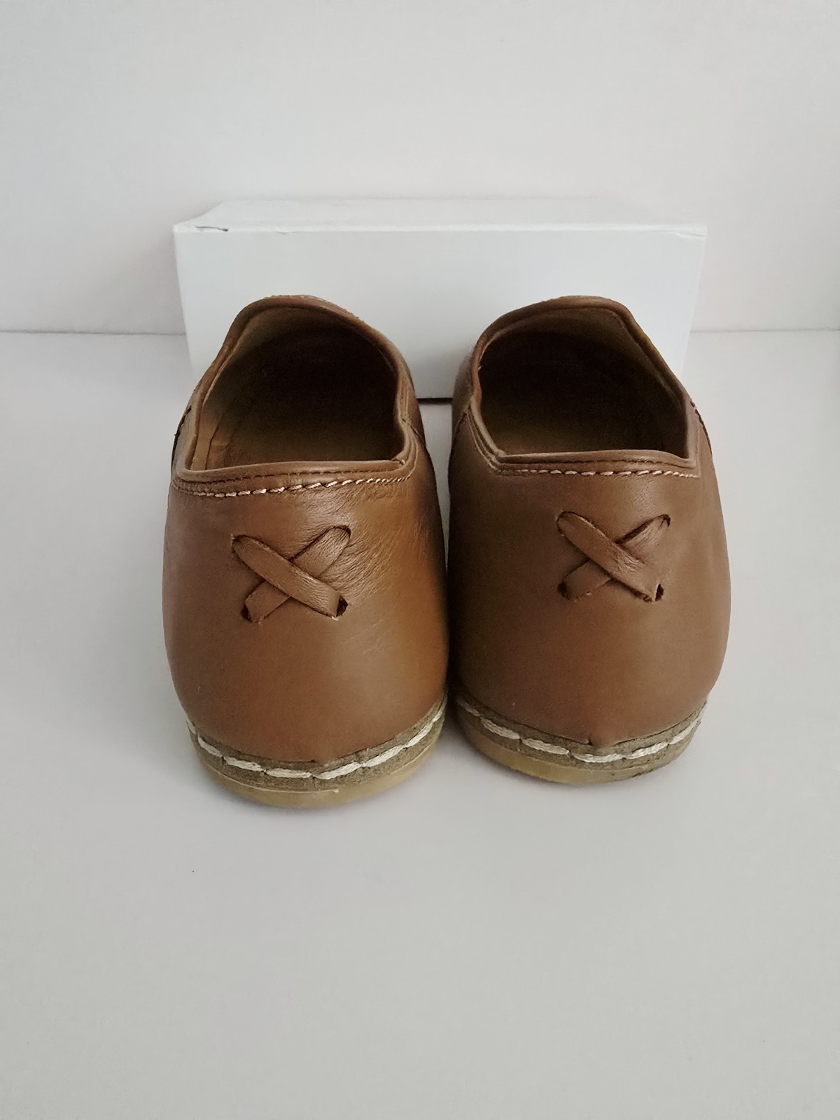 Charix Camel Brown Leather Slip On Flats Loafers Shoes 39 8.75 9 Womens